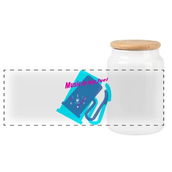 Design de t-shirt « La musique est mon carburant » - Boîte à biscuits avec couvercle en bois - blanc - Devant