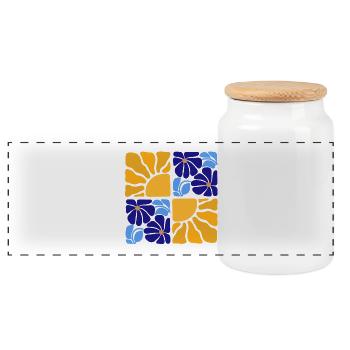 Fleurs rétro des années 70 et design solaire - Boîte à biscuits avec couvercle en bois - blanc - Devant