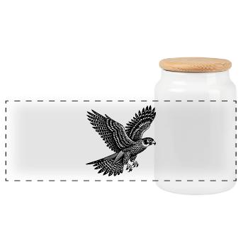 Falcon - Panoramic Cookie Jar with Wooden Lid - white - Front