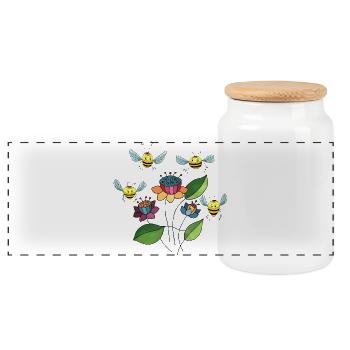 Insects - Panoramic Cookie Jar with Wooden Lid - white - Front