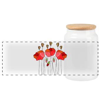 Fleur - Boîte à biscuits avec couvercle en bois - blanc - Devant