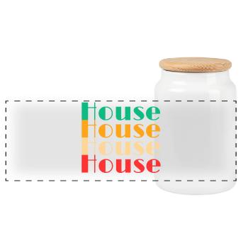 Musique house - Boîte à biscuits avec couvercle en bois - blanc - Devant