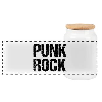 Distressed Punk Rock logo design - Panoramic Cookie Jar with Wooden Lid - white - Front