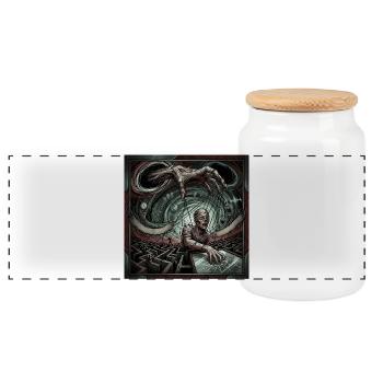 Strings of Control - Panoramic Cookie Jar with Wooden Lid - white - Front