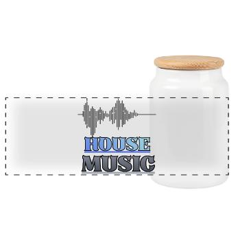 Musique house - Boîte à biscuits avec couvercle en bois - blanc - Devant