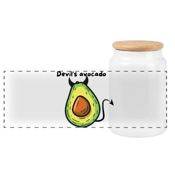 Avocat Démon Pop Cartoon - Boîte à biscuits avec couvercle en bois - blanc - Devant