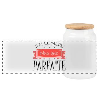 Belle-mère plus que parfaite Cadeau Famille - Boîte à biscuits avec couvercle en bois - blanc - Devant