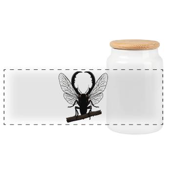 Coleoptere Lucane Cerf Volant Stag Jaw - Panorama Keksdose mit Holzdeckel - Weiß - Vorne
