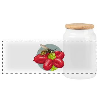 Ballon des Abeilles Fleurs Rouges - Boîte à biscuits avec couvercle en bois - blanc - Devant