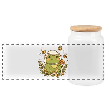 Beekeeper Frog - Panorama Keksdose mit Holzdeckel - Weiß - Vorne