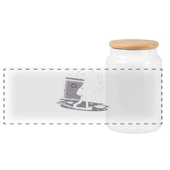 No bike in the rain today - Panoramic Cookie Jar with Wooden Lid - white - Front