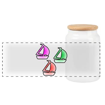 Voile - Boîte à biscuits avec couvercle en bois - blanc - Devant