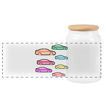 Automobiles - Boîte à biscuits avec couvercle en bois - blanc - Devant