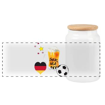Fußballfan - Panorama Keksdose mit Holzdeckel - Weiß - Vorne