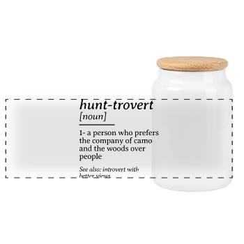 Hunt-rovert Funny Hunting Dictionary Definition - Panoramic Cookie Jar with Wooden Lid - white - Front