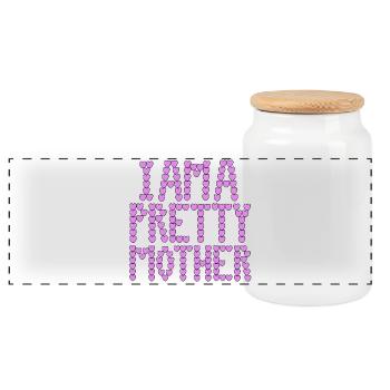 I am a pretty mother typography - Panoramic Cookie Jar with Wooden Lid - white - Front
