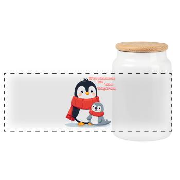 Zusammen ist uns warm Pinguin und Robbe Winter - Panorama Keksdose mit Holzdeckel - Weiß - Vorne