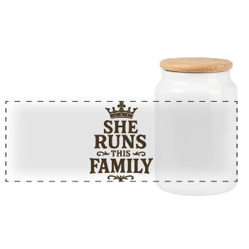 Reine de la famille – Déclaration de couronne vintage - Boîte à biscuits avec couvercle en bois - blanc - Devant