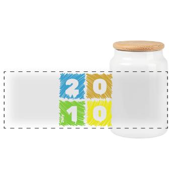 16. Geburtstag Farbige Patches since 07/2010 - Panorama Keksdose mit Holzdeckel - Weiß - Vorne