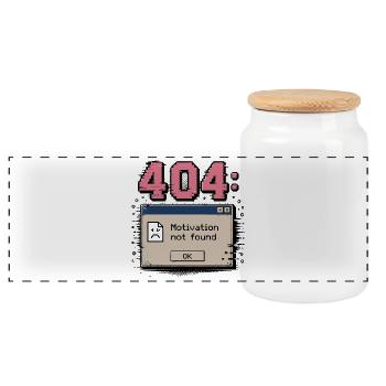 Retro 404 Error Motivation Nicht Gefunden Humor - Panorama Keksdose mit Holzdeckel - Weiß - Vorne