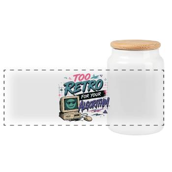 Cooles Too Retro for your Algorithm Design - Panorama Keksdose mit Holzdeckel - Weiß - Vorne