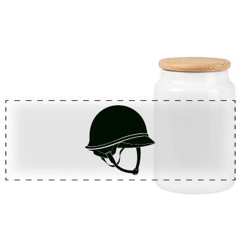 Casque de l’armée - Boîte à biscuits avec couvercle en bois - blanc - Devant