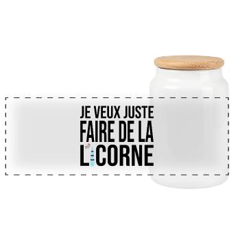 faire de la licorne / cadeau humour licorne  - Boîte à biscuits avec couvercle en bois - blanc - Devant