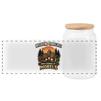 Prévisions du week-end : 100 % de chances de morilles - Boîte à biscuits avec couvercle en bois - blanc - Devant