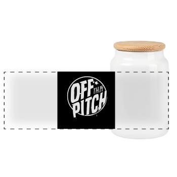Off the Pitch Circle Logo - Panorama Keksdose mit Holzdeckel - Weiß - Vorne