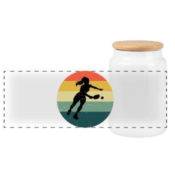 Conception d’un éventail de pickleball pour les fans de joueurs de pickleball - Boîte à biscuits avec couvercle en bois - blanc - Devant