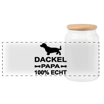 Dackel - Panorama Keksdose mit Holzdeckel - Weiß - Vorne