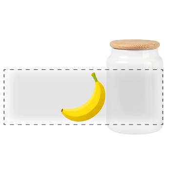 banana - Panoramic Cookie Jar with Wooden Lid - white - Front