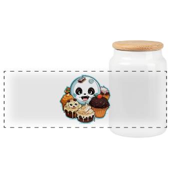 Cupcake Panda Kawaii - Panorama Keksdose mit Holzdeckel - Weiß - Vorne