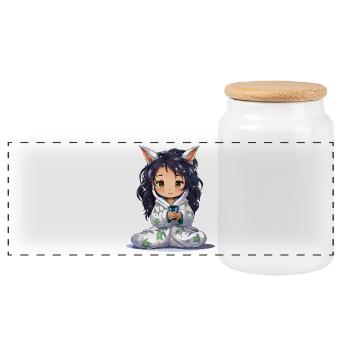 Star Chibi Cuddly Hero Pullover Hoodie - Panoramic Cookie Jar with Wooden Lid - white - Front