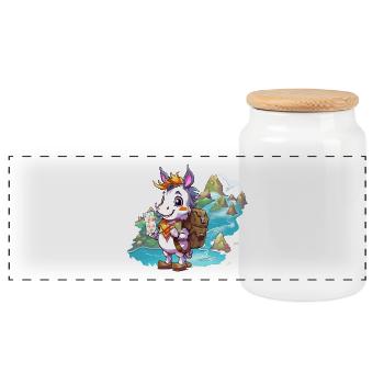 Coastal Adventure Goat - Panoramic Cookie Jar with Wooden Lid - white - Front