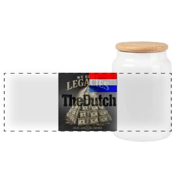 Legacy Pyramid: Focus and Freedom - Panoramic Cookie Jar with Wooden Lid - white - Front