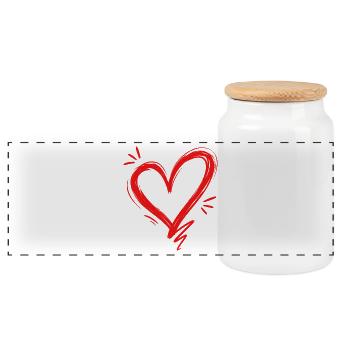 Cœur - Boîte à biscuits avec couvercle en bois - blanc - Devant