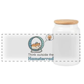 Pensez en dehors du Hamsterrad, pensez en dehors - Boîte à biscuits avec couvercle en bois - blanc - Devant
