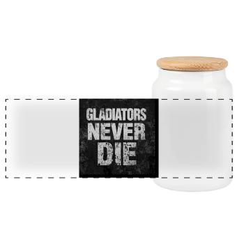 Gladiatoren sterben nie, Grunge - Panorama Keksdose mit Holzdeckel - Weiß - Vorne