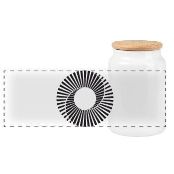 Scanimation spiral design - Panoramic Cookie Jar with Wooden Lid - white - Front