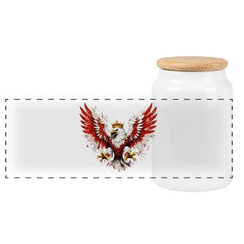 Poland Eagle Coat of Arms – Epic Flag Design - Panoramic Cookie Jar with Wooden Lid - white - Front