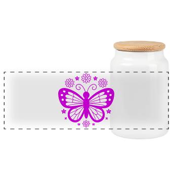 Rêve de la Fleur Papillon Rose - Boîte à biscuits avec couvercle en bois - blanc - Devant