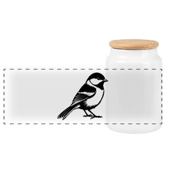 Black capped Chickadee - Panoramic Cookie Jar with Wooden Lid - white - Front