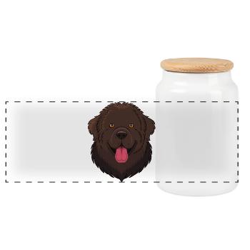 Terre-Neuve (portrait/bande dessinée) - Boîte à biscuits avec couvercle en bois - blanc - Devant