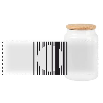Barred Circle Minimalism - Panoramic Cookie Jar with Wooden Lid - white - Front
