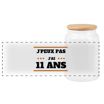 j peux pas j ai 11 ans cadeau anniversaire 11 ans - Boîte à biscuits avec couvercle en bois - blanc - Devant