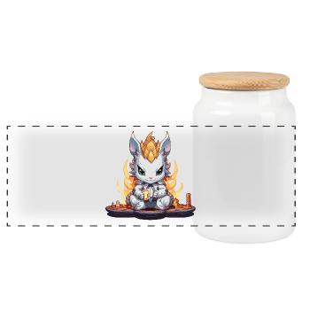 Un lapin de cartes dans une couronne de feu - Boîte à biscuits avec couvercle en bois - blanc - Devant