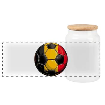 The whole of Belgium is behind our man - Panoramic Cookie Jar with Wooden Lid - white - Front