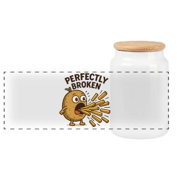 Perfekt Zerbrochen Kartoffel - Panorama Keksdose mit Holzdeckel - Weiß - Vorne