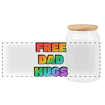 Rainbow Free Papa-Umarmungen - Panorama Keksdose mit Holzdeckel - Weiß - Vorne